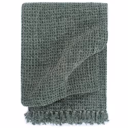 vidaXL Couverture en coton 125 x 150 cm Vert foncé - 125 x 150 cm