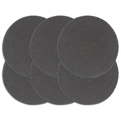 vidaXL Napperons 6 pcs Gris foncé Plain 38 cm Rond Coton - TU