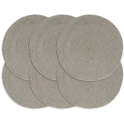 Vidaxl - Napperons 6 pcs Gris Plain 38 cm Rond Coton