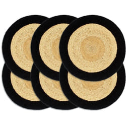 vidaXL Napperons 6 pcs Naturel et noir 38 cm Jute et coton - TU