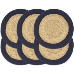 Vidaxl - Napperons 6 pcs Naturel et bleu marine 38 cm Jute et coton