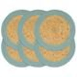 vidaXL Napperons 6 pcs Naturel et vert 38 cm Jute et coton - TU