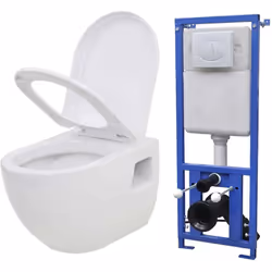 Cette toilette murale et cet ensemble de réservoir dissimulé, au design unique et intemporel, compléteront toute salle de bai ...