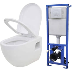 Toilette murale avec réservoir de chasse caché Céramique Blanc Vidaxl