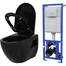 Toilette suspendue au mur avec réservoir caché Céramique Noir Vidaxl