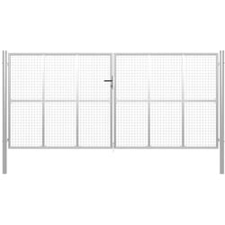 vidaXL Porte de jardin Acier galvanisé 415x250 cm Argenté