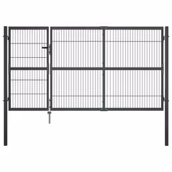 vidaXL Portillon avec poteaux Acier 350 x 140 cm Anthracite - TU