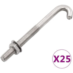 Jeu de 25 boulons en j ancrés avec écrou et rondelle M8x120 mm Vidaxl