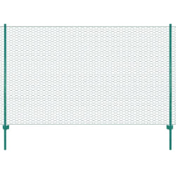 vidaXL Clôture grillage métal + poteaux - Vert