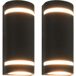 Vidaxl - Appliques murales d'extérieur 2 pcs 35 w Noir Demi-rond