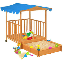 Vidaxl - Maison de jeu d'enfants et bac à sable Bois de sapin Bleu UV50