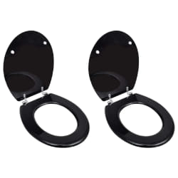 vidaXL Sièges de toilette avec couvercles 2 pcs MDF Noir - TU