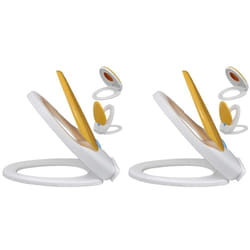 Sièges de toilette et couvercles 2 pcs Plastique Blanc et jaune