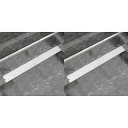 vidaXL Drain de douche linéaire 2 pcs 1030 x 140 mm Acier inoxydable - TU