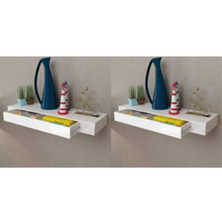 Vidaxl - tagères murales avec tiroirs 2 pcs Blanc 80 cm