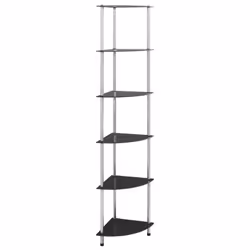 VidaXL 249522, Noir, 6 étagères, Acier, 300 mm, 300 mm, 1600 mm