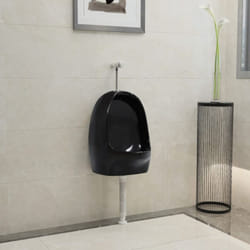 Vidaxl - Urinoir suspendu avec valve de chasse d'eau Céramique Noir