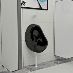 Vidaxl - Urinoir suspendu avec valve de chasse d'eau Céramique Noir
