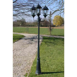 vidaXL Lampadaire de jardin 3 bras 230 cm Vert foncé/Noir Aluminium - TU
