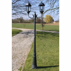 vidaXL Lampadaire de jardin 2 bras 230 cm Vert foncé/Noir Aluminium - TU
