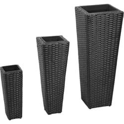 Vidaxl - Lits surélevés de jardin 3 pcs Résine tressée Noir