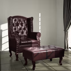 vidaXL Fauteuil avec repose-pied Marron foncé Similicuir - TU