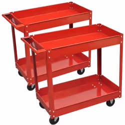 Ce chariot d'atelier a une construction robuste avec 2 étagères qui peuvent supporter une charge maximale de 100 kg. Ce chari ...