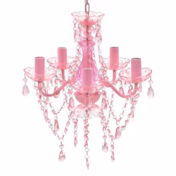 vidaXL Lustre avec 5 ampoules Crystal rose - TU