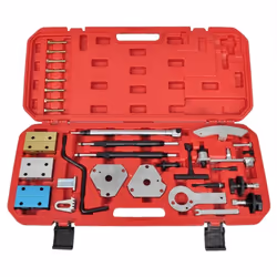 Ce kit est complet est utile pour le réglage, le locage et la déposde de l'arbre à cames, le volant moteur, l'arbre de la pom ...