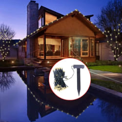 vidaXL Guirlande lumineuse solaire LED blanc chaud Décoration de Noël - TU
