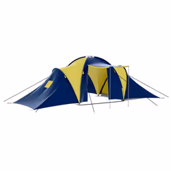 vidaXL Tente de camping tissu 9 personnes bleu et jaune - TU