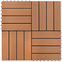 Cet ensemble de dalles en composite de bois-plastique, chacune d’une taille de 30 x 30 cm, est livré avec 11 pièces, pour une ...