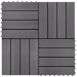 vidaXL Carreaux de terrasse WPC 30x30 cm 11 pcs 1 m2 Gris