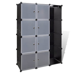 VidaXL 240497 placard et armoire de chambre à coucher 9 étagères Noir, Blanc