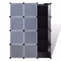 VidaXL 240497 placard et armoire de chambre à coucher 9 étagères Noir, Blanc