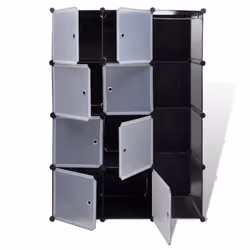 VidaXL 240497 placard et armoire de chambre à coucher 9 étagères Noir, Blanc
