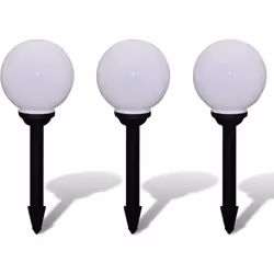 Cet ensemble de 3 lampes solaires à LED est livré avec des tubes, des piquets de sol et des batteries rechargeables. Il est u ...