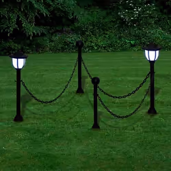 vidaXL Clôture à chaîne avec deux lampes solaires LED et deux piquets - TU
