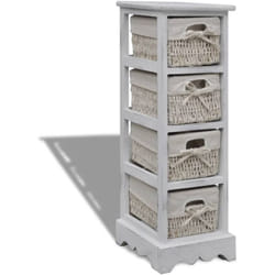 Vidaxl - tagère de rangement en bois 4 paniers en tissage Blanc