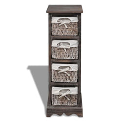 vidaXL Étagère de rangement Bois Marron 4 paniers en tissage - TU