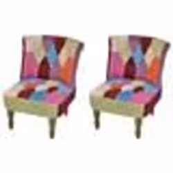 vidaXL Chaises en style français lot de 2 avec design patchwork tissu
