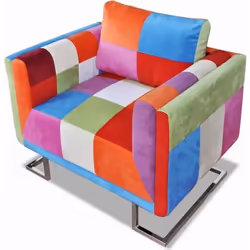 vidaXL Fauteuil cube avec design de patchwork Chrome Tissu - TU