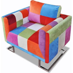 vidaXL Fauteuil cube avec design de patchwork Chrome Tissu - TU