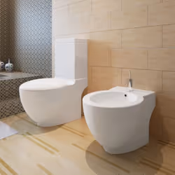 Description générale Ce set de toilette et bidet sur pied, au design intemporel, ajoutera une touche d'élégance à votre salle ...