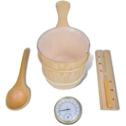 vidaXL Accessoires sauna 5 pcs Seau Cuillère Sablier Thermo-hygromètre