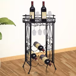 vidaXL Casier à bouteilles avec porte-verre pour 9 bouteilles Métal - TU