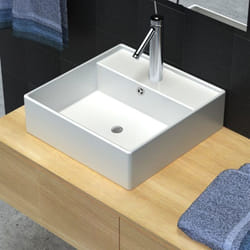 Vidaxl - Luxueuse vasque céramique carrée avec trop plein 41 x 41 cm