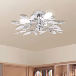 Description générale Ce magnifique plafonnier, avec quatre bras en forme de feuille d'acrylique, présente un design élégant. ...