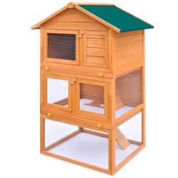 vidaXL Clapier d'extérieur Enclos pour petits animaux 3 niveaux Bois