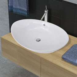 Vidaxl - Lavabo ovale en céramique avec trop plein 59 x 38,5 cm